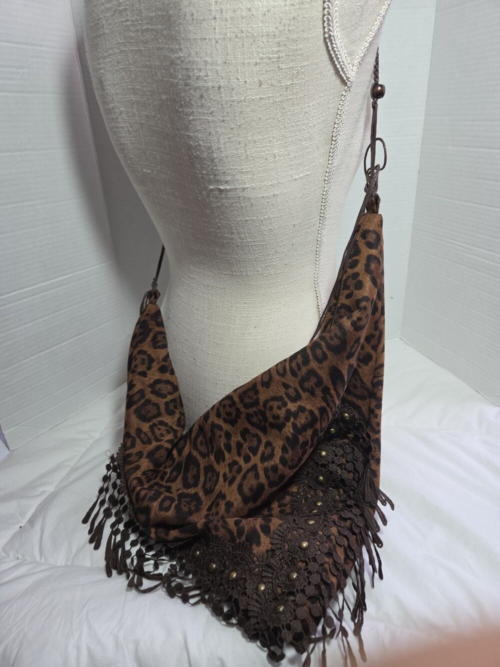 Bohemian Style Leopard Print Shoulder Bag Boho Retro Indie